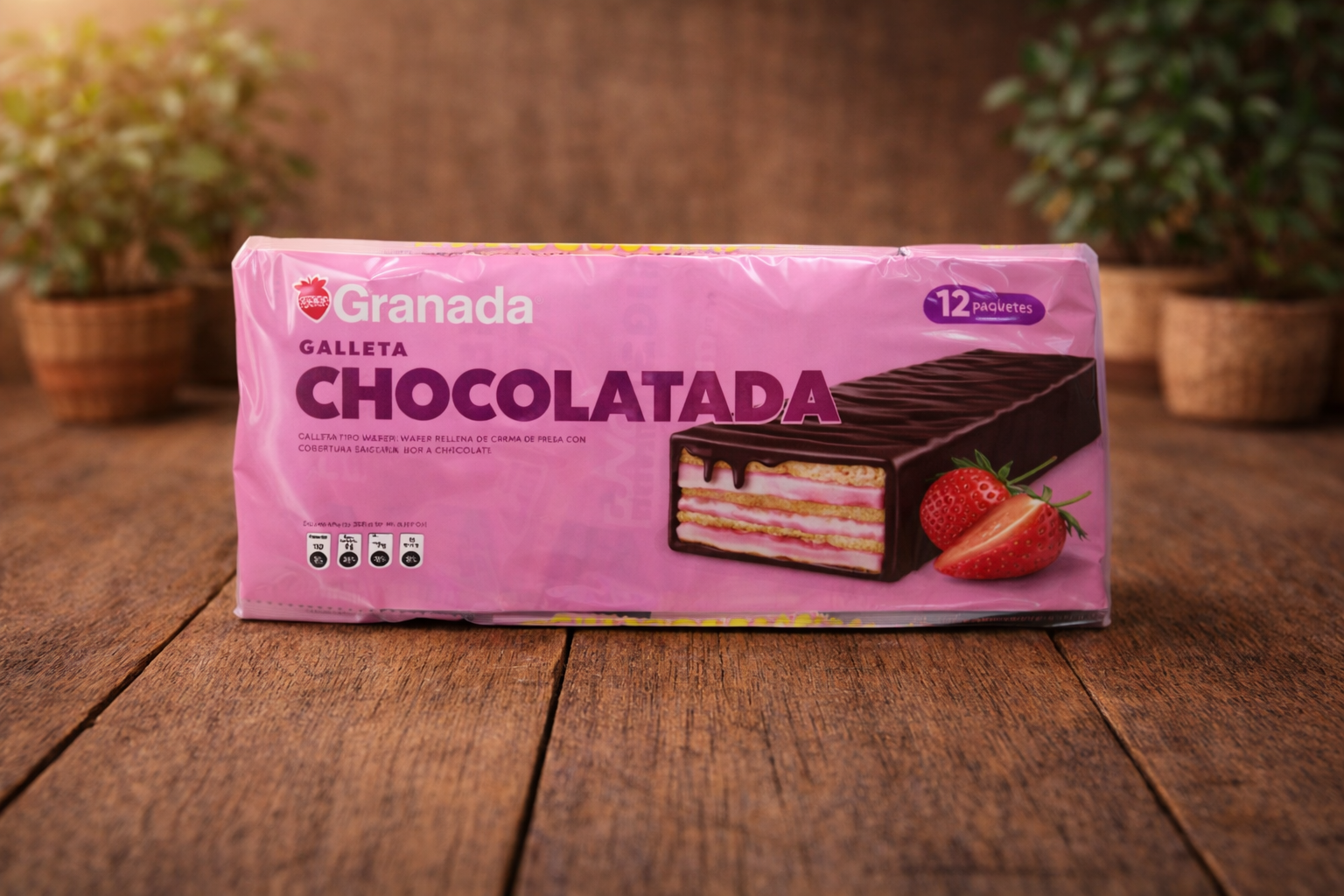 Galleta Granada Chocolatada con Fresa 12uds
