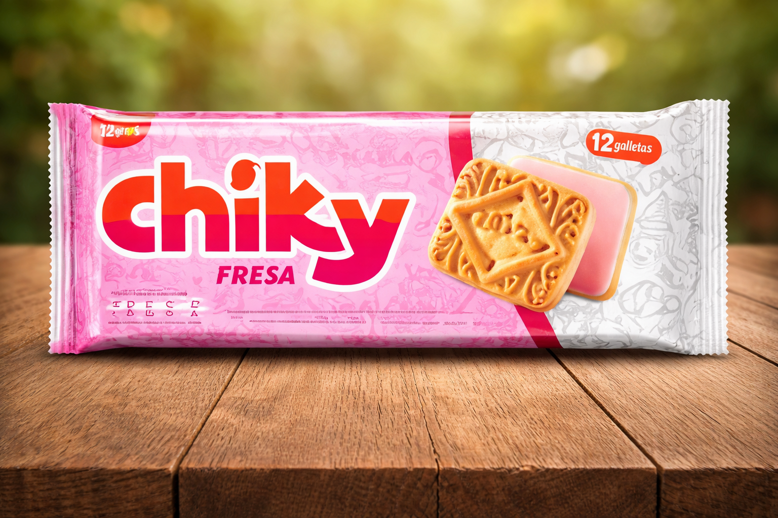 Galleta chiky Fresa, 12 uds